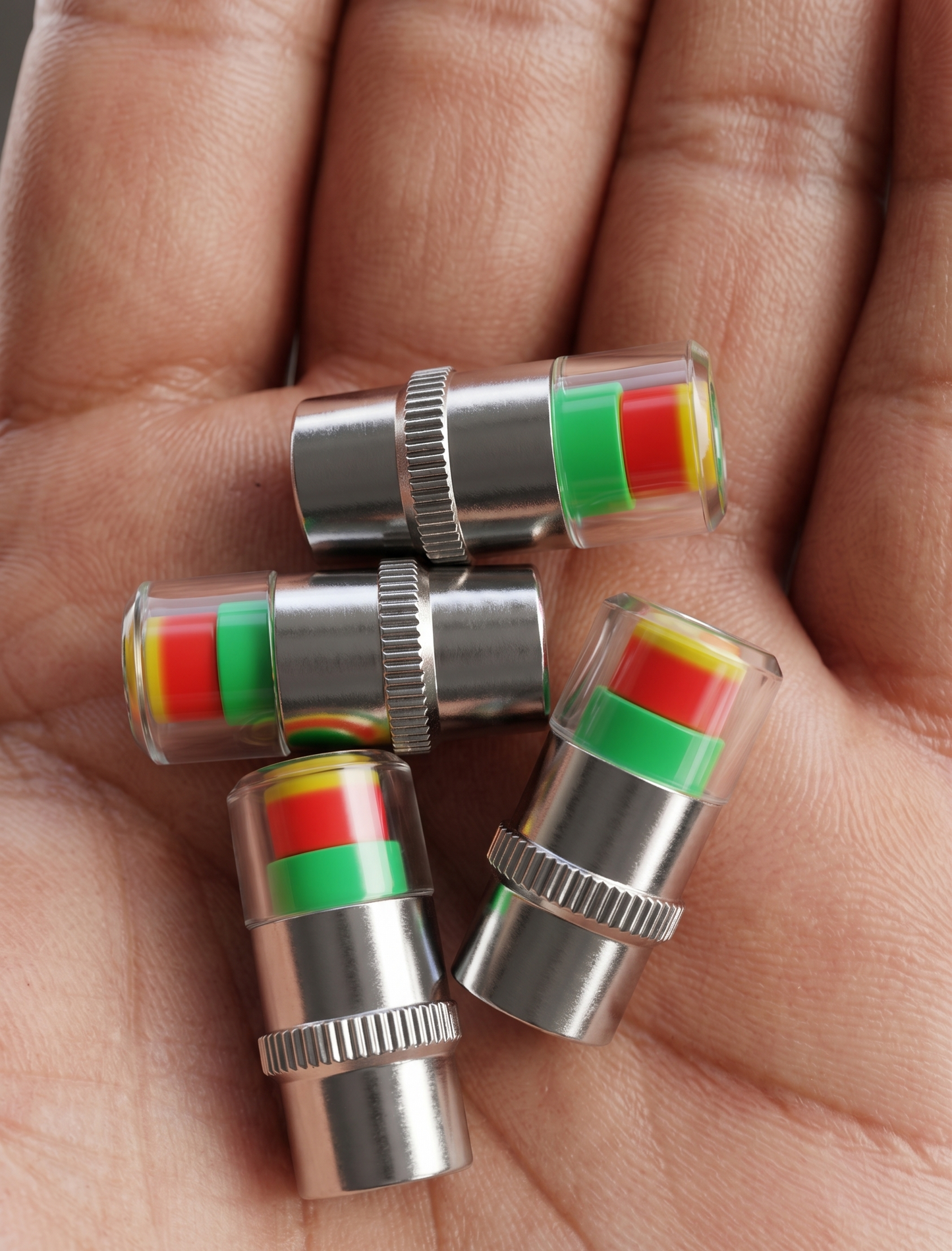 Tyre Pressure Indicator Valve Caps (Pack of 4) | Universal Tire Pressure Checker for Bikes, Cars & SUVs