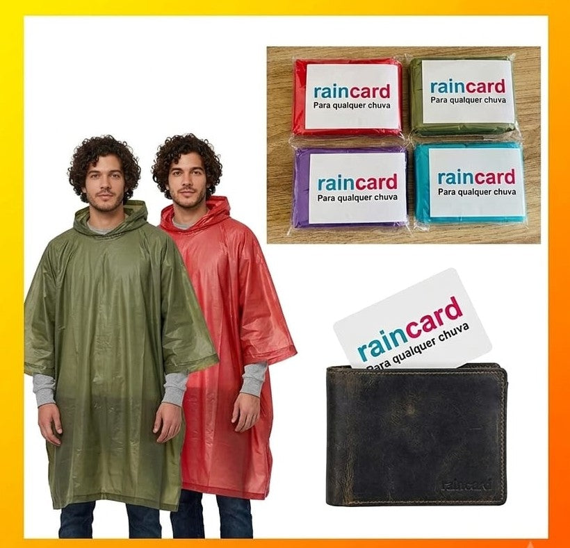 Emergency Rain Card (Pack of 2) | Unisex Ultra-Compact Pocket-Size Raincoat
