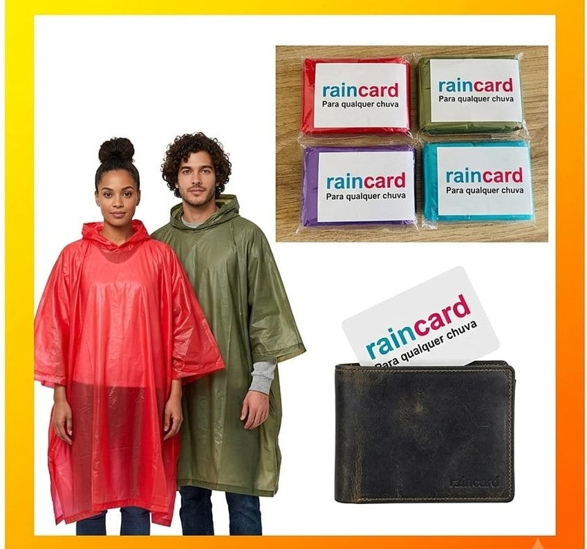 Emergency Rain Card (Pack of 2) | Unisex Ultra-Compact Pocket-Size Raincoat